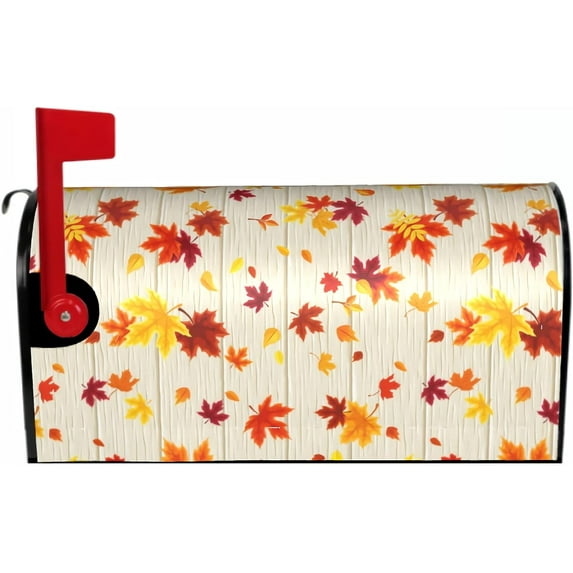 Fall Mailbox Covers Magnetic Standard Size 18 X 21 Autumn Fallen Leaves Maple Leaf Decorative Mailbox Cover Thanksgiving Decorations Mailbox Wrap Post Letter Box Covers Decor for Outdoor Home Garden