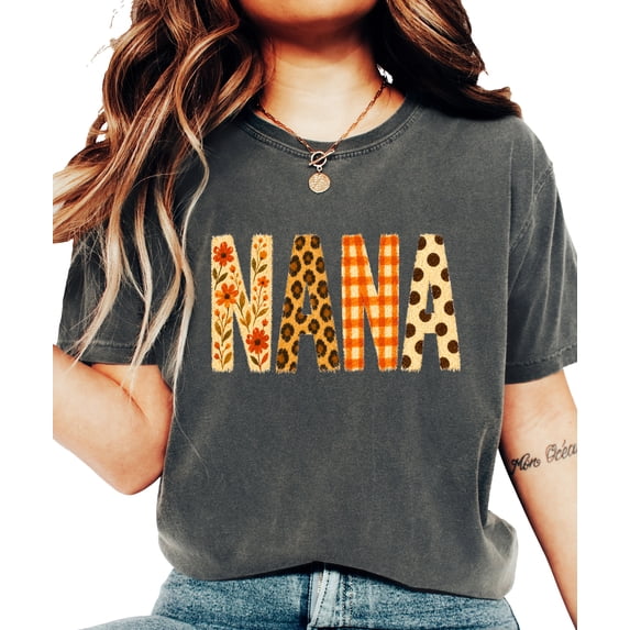 Fall Mama Nana Gigi Grandma Shirt for Women Floral Leopard, Nana - Pepper Shirt, XL
