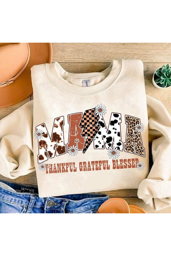 Fall Mama Sweater, Fall Lightning Bolt Shirt, Pumpkin Spice Thankful Grateful Blessed Autumn Patch Tee