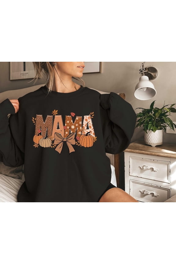 Fall Mama Sweatshirt, Autumn Coquette Sweater, Thankful Mama Crewneck, Trendy Fall Outfit, Cozy Fall Vibes Shirt