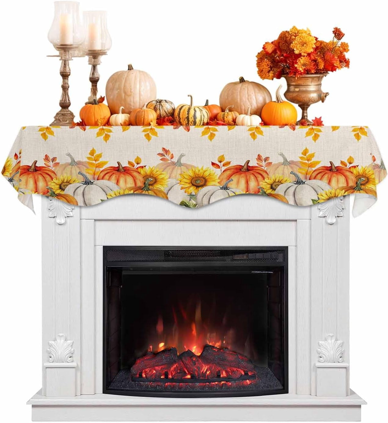 Teal Ombre Fireplace Mantle Scarf - 17x90 Inch Polyester Decorative Runner For Holiday Decor, Living Room