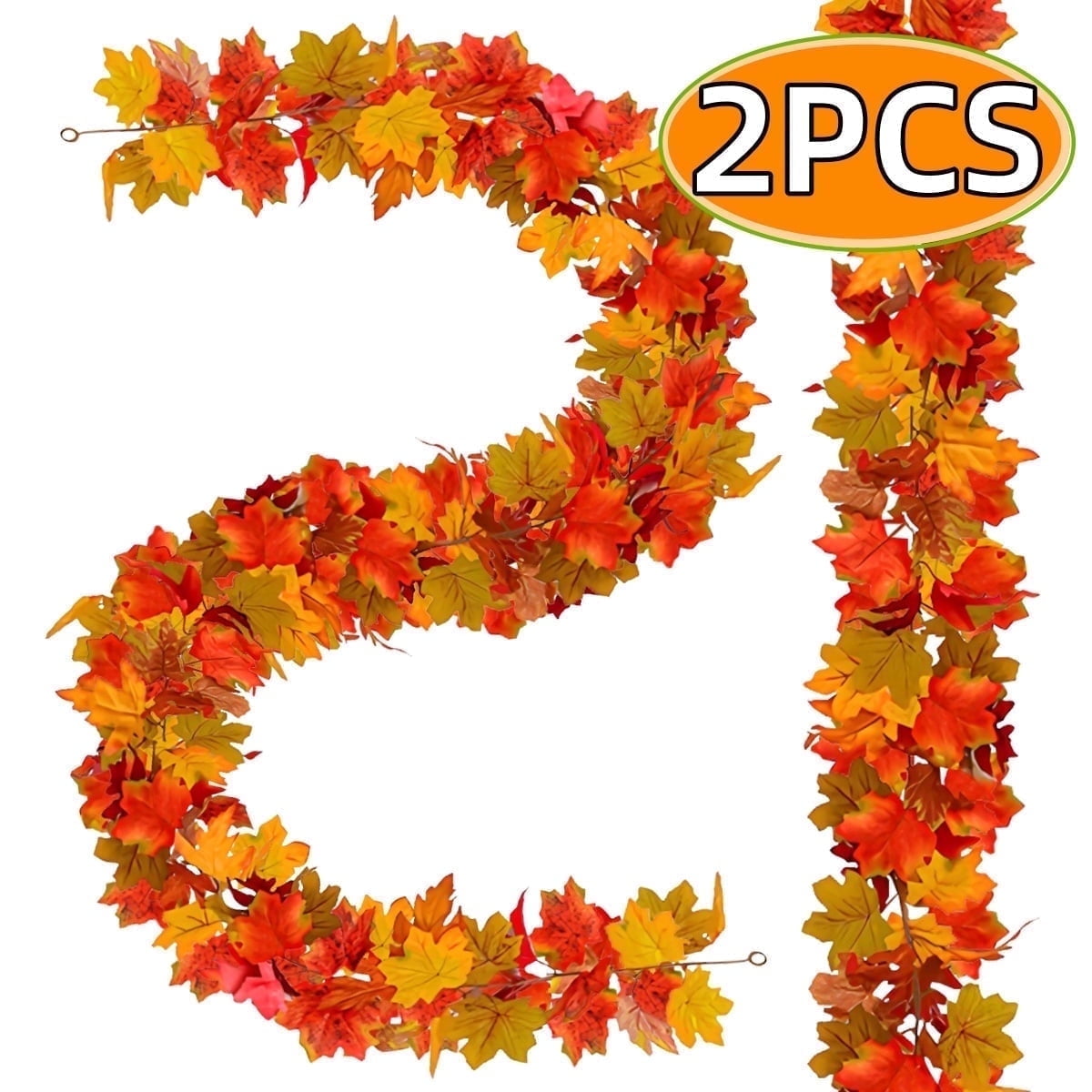 Kabuer Artificial Fall Maple Garland 5.75ft Artificial Fall Foliage Garland for Thanksgiving Autumn Home Decor 2pack