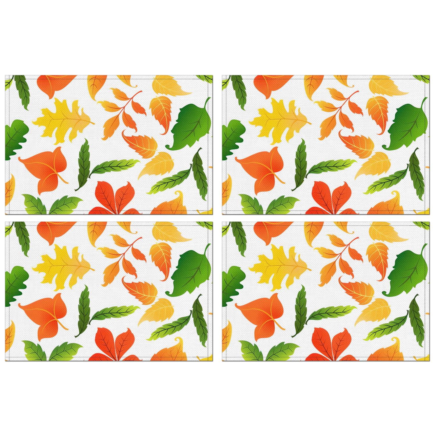 Fall Maple Leaf 4 Pc Set-Placemats Set Thanksgiving Harvest Fall Autumn ...