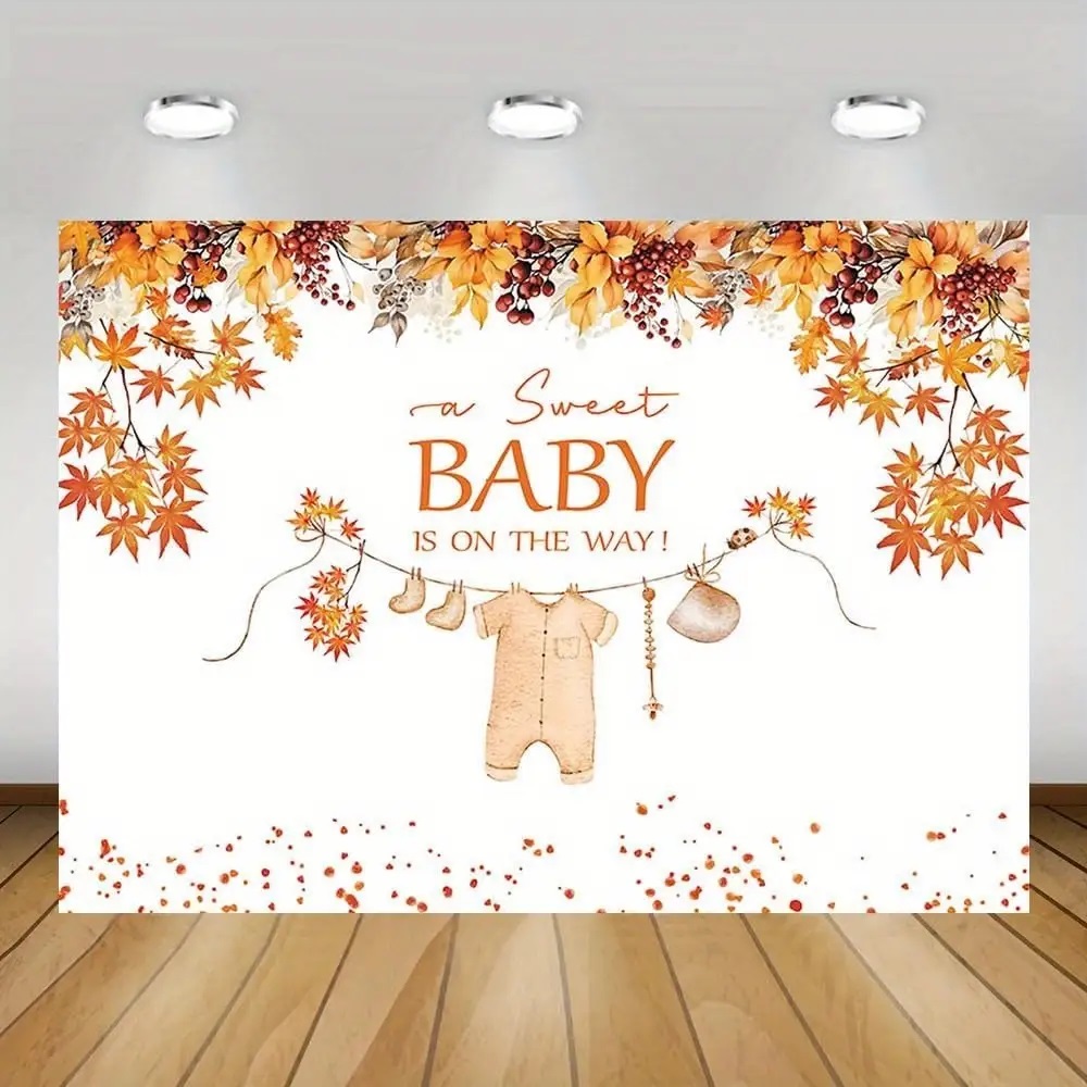 Fall Maple Leaf Baby Shower Backdrop A Sweet Baby is On the Way ...