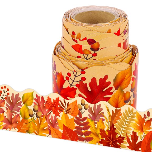 Fall Maple Leaf Bulletin Board Border 2.76in x 36ft Paper Decorative Trim