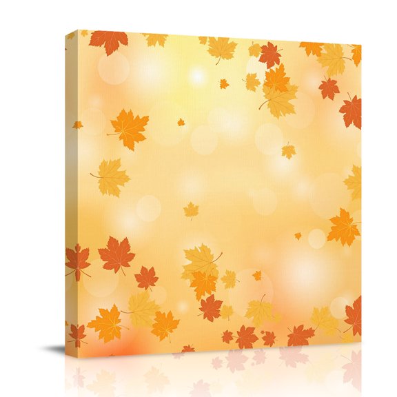 Fall Maple Leaf Canvas Wall Art for Living Room, Autumn Thanksgiving Poster Print Painting for Bedroom Office Home Decoration Wall Pictures Prepare To Hang 8"x8"