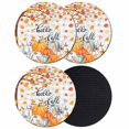 thumbnail image 1 of Fall Maple Leaf Coasters Set of 4, Absorbent Coasters for Drinks, Thanksgiving Orange White Pumpkin Plaid Coaster for Desk Coffee Table Protection, Home Decor House Warming Gifts 4", 1 of 8
