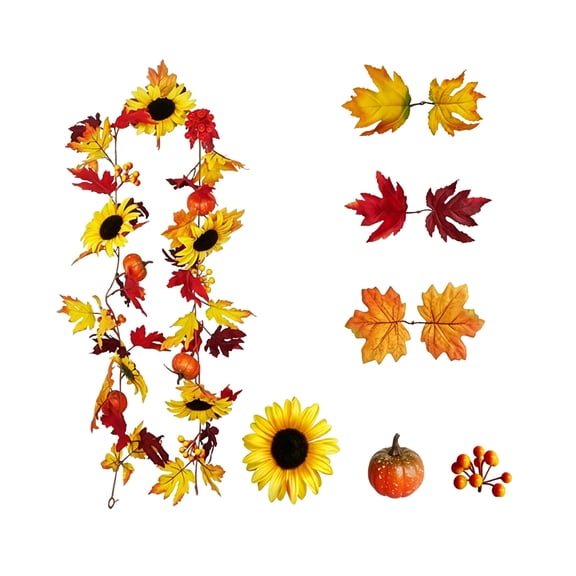 Fall Maple Leaf Colorful Red Fake Leaf Vine, Wall Hanging Ceiling Decoration for Halloween Thanksgiving Floral