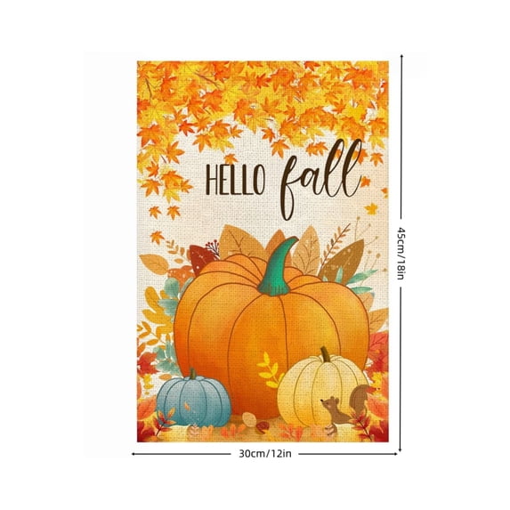 Fall Maple Leaf Decor Garden Flags,12x18 Inch Double Sided Display Pumpkin Printed Banner for Thanksgiving Lawn Front Porch Decor