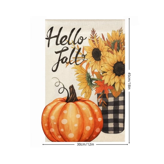 Fall Maple Leaf Decor Garden Flags,12x18 Inch Double Sided Display Pumpkin Printed Banner for Thanksgiving Lawn Front Porch Decor