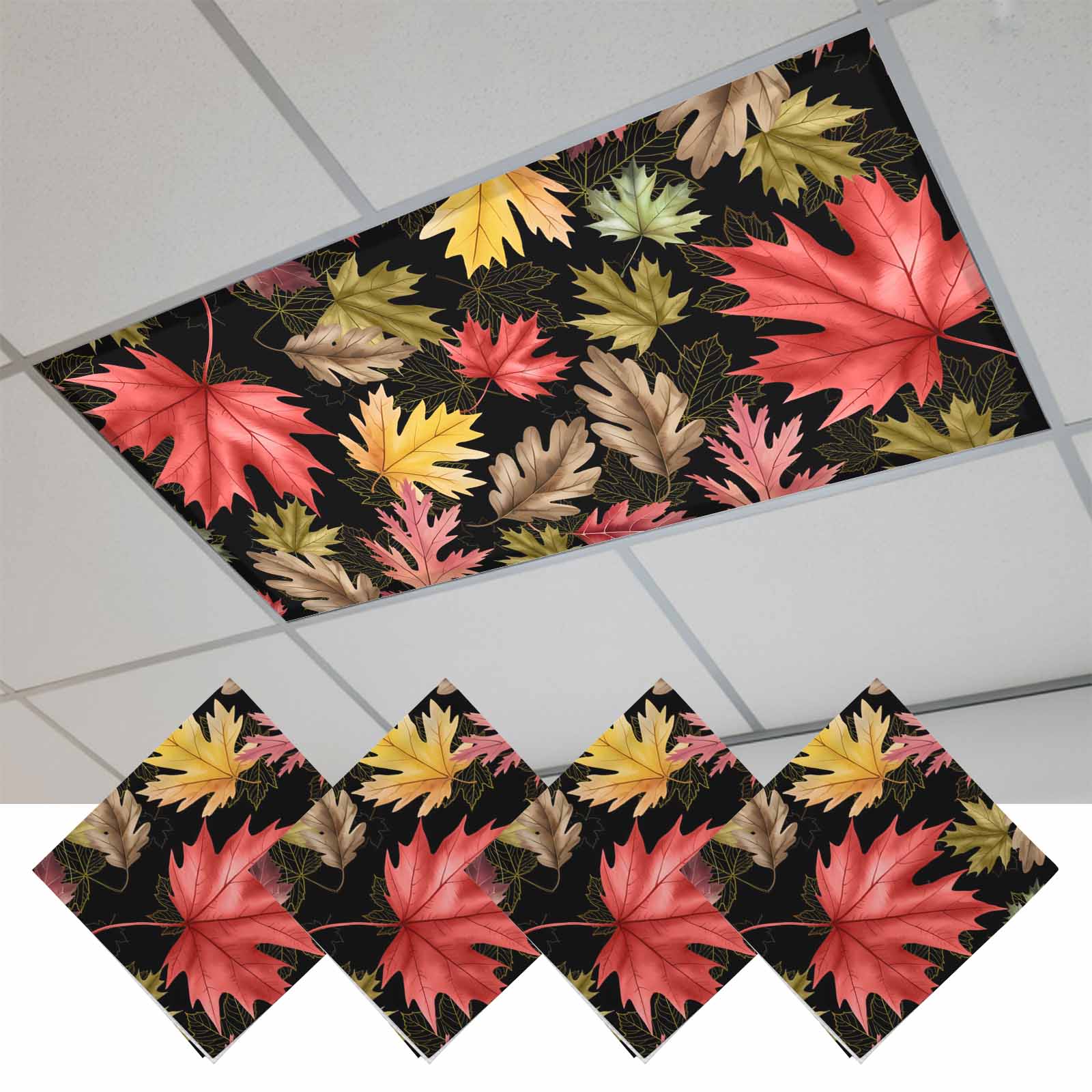 Fall Maple Leaf Fluorescent Light Covers, Thanksgiving Botanical Leaves ...