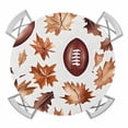 thumbnail image 1 of Fall Maple Leaf Football Round Tablecloth for 55-60 Inch Tables, Fitted Table Cover with Elastic Edge, Autumn Farmhouse Vintage Waterproof Outdoor Table Cloth Protector for Patio Garden Dinner Picnic, 1 of 9