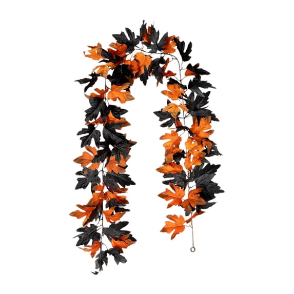 Fall Maple Leaf Garland, 5.74ft Bendable Wire Artificial Autumn Foliage Vine, Reusable Hanging Swag Decor for Stair Banister Porch Railing Fireplace Mantel, Halloween Thanksgiving Harvest Decor