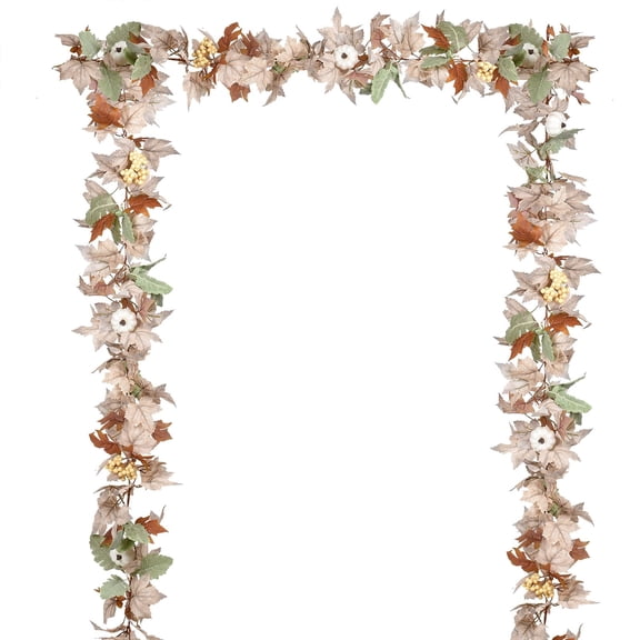 Fall Maple Leaf Garland, 5.9Ft Hanging Vine Artificial Autumn Foliage for Thanksgiving, Home, Wedding, Fireplace, Party, Christmas Decor (White)