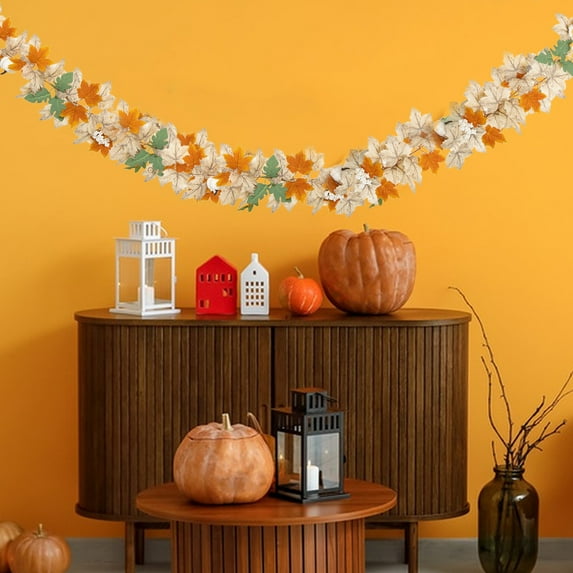 Fall Maple Leaf Garland, 69" Hanging Vine Artificial Autumn Foliage for Thanksgiving, Home, Wedding, Fireplace, Party, Christmas Decor
