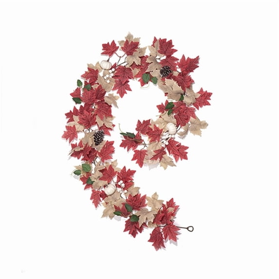 Fall Maple Leaf Garland, Fall Garland, Fake Leaves, Autumn Decor - 6.4Ft Artificial Greenery Strand for Wall Mantel Staircase Door Party Fall Home Home Decor