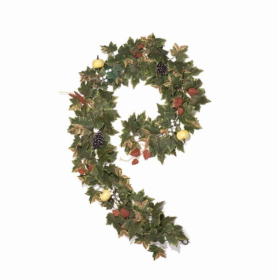 Fall Maple Leaf Garland, Fall Garland, Fake Leaves, Autumn Decor - 6.4Ft Faux Foliage Strand for Wall Door Fireplace Table Fall Home Decoration Indoor Home Decor