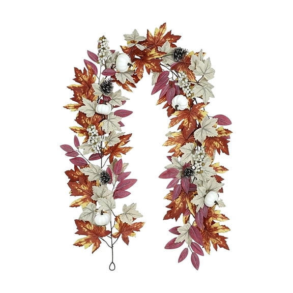 Fall Maple Leaf Hanging Rattan Garland, Simulated Autumn Foliage Vine, Decor Twig for Halloween Thanksgiving Indoor Living Room Yard Scene Arrangement