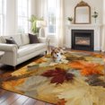 Fall Maple Leaf Large Area Rugs 5x8ft Country Vintage Red Orange Brown ...