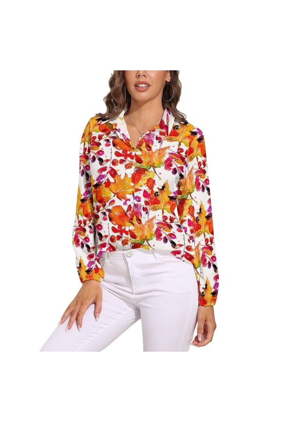 Fall Maple Leaf ! Long Sleeve Blouse Woman Streetwear Casual Shirts Summer Oversize Woman Streetwear Clothing Birthday Present