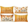 thumbnail image 1 of Fall Maple Leaf Lumbar Decorative Throw Pillow Covers 12 x 20 Set of 4, Hello Autumn Leaves Thanksgiving Rectangle Cushion Case Decor, Bless Our Home Sweet Home Farmhouse Sofa Couch Decoration, 1 of 6