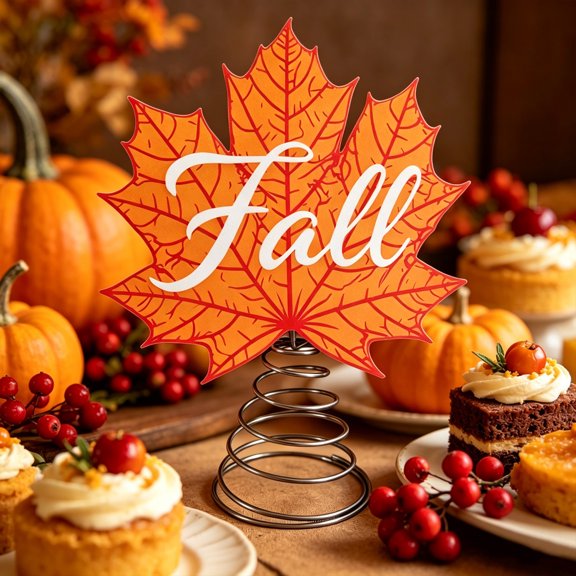Fall Maple Leaf Metal Tree Topper Spring Base Tabletop Thanksgiving Decor Ornament for Dining Table Centerpiece Autumn Harvest Display Metallic Gold Leaf Centerpiece for Thanksgiving Dinner Table