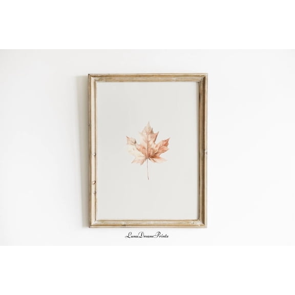 Fall Maple Leaf Minimalist Neutral Rustic Seasonal Wall Art Print