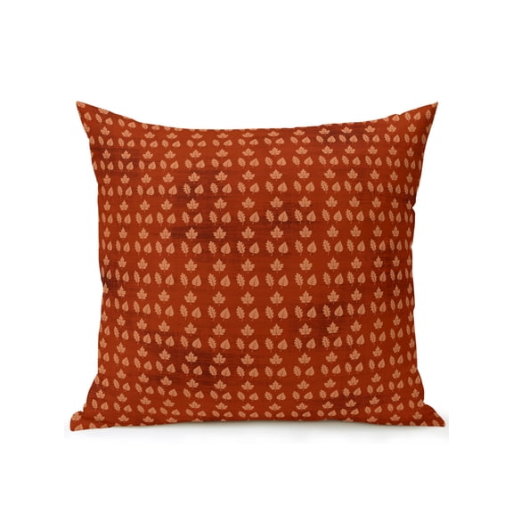 Fall Maple Leaf Outdoor Throw Pillow with Insert, 16"x16" Rustic Minimalist Orange Brown Textile Texture Waterproof Decorative Square Patio Pillows for Outside Furniture, Sofa, Porch, Garden