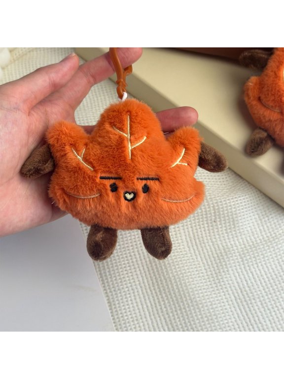 Fall Maple Leaf Plush Pendant Keychain Charm Soft Polyester Cute Toy For Christmas Tree Holiday Decor