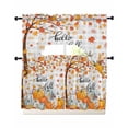 thumbnail image 1 of Fall Maple Leaf Swag Kitchen Curtains Sets for Windows 24 Inch Length, Thanksgiving Orange White Pumpkin Plaid Short Window Curtain Panels Swags Valances and Tiers 3 Piece Set for Cafe/Dining Room, 1 of 5