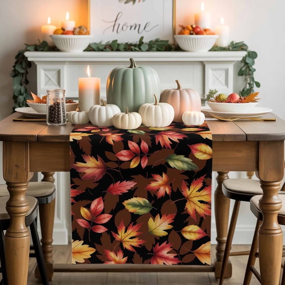 Fall Maple Leaf Table Runner, Autumn Thanksgiving Kitchen Dining Table Decoration for Home Party Decor 13x36 Inches
