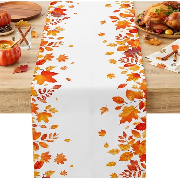 Table Jpeg Fall Maple Leaf Table Runner, Red Autumn Plant Falling Leaves ...