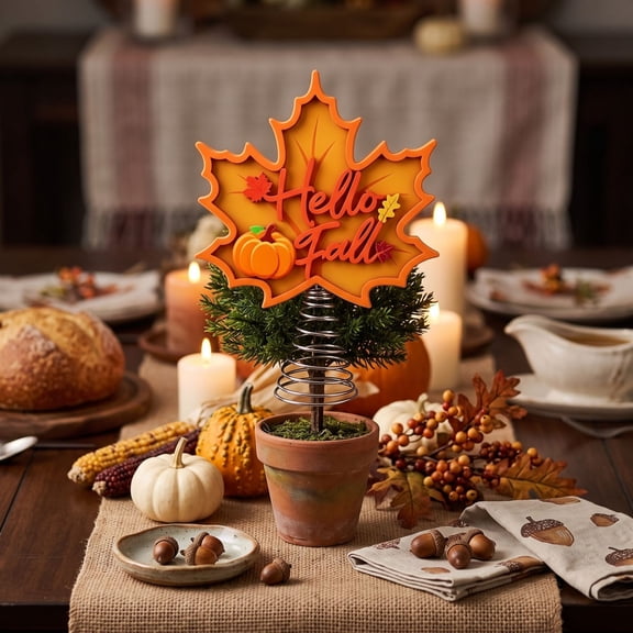 Fall Maple Leaf Tabletop Sign, Wooden Autumn Pumpkin Decor, Wobble Base Layered Design, 9.457.486.69in, Perfect for Thanksgiving Home Decoration
