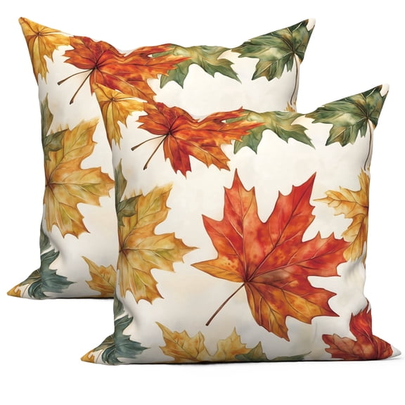 Fall Maple Leaf Throw Pillow Covers 18x18 Set of 2,Autumn Thanksgiving Pillowcase Cushion Cover for Couch Sofa Bed