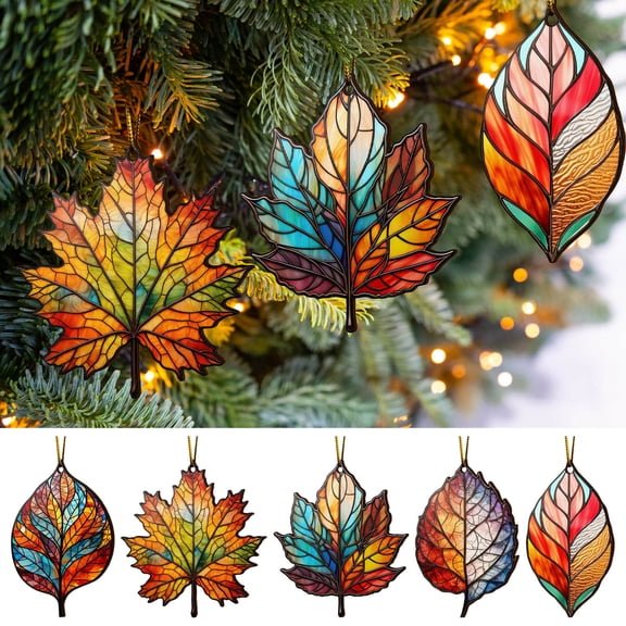Fall Maple Leaf Tree Ornaments Fall Leaves Hanging Pendant Plastic Harvest Autumn Thanksgiving Hanging Decor for Party Supplies(1 Pcs,Vivid Maple)