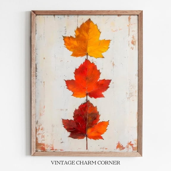 Fall Maple Leaf Vintage Autumn Unframed Paper Print