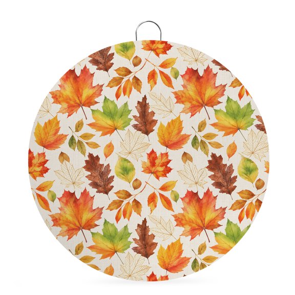 Fall Maple Leaf Welcome Sign for Front Door 8 in Orange Brown Green Autumn Leaves Thanksgiving Round Metal Sign Wall Hanging Sign for Indoor Outdoor Farm Home Porch Wall Decor Thanksgiving Gift