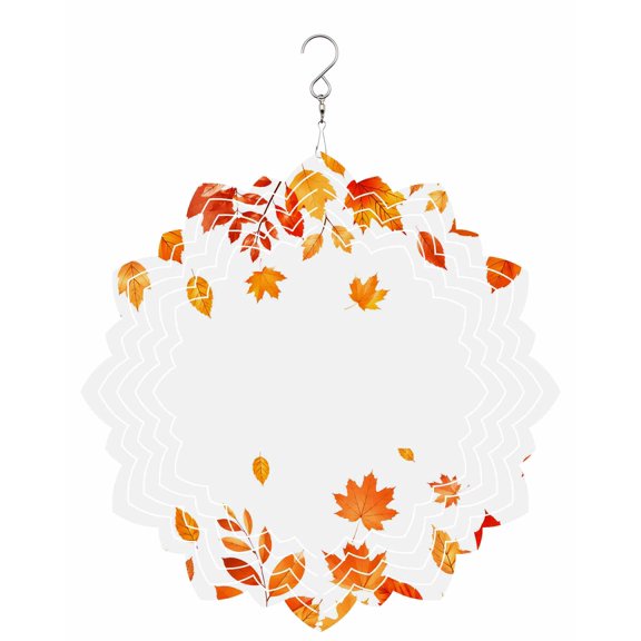 Fall Maple Leaf Wind Spinner for Garden Yard 8In, Red Autumn Plant Falling Leaves Thanksgiving 3D Stainless Steel Kinetic Hanging Wind Spinners Rustproof Outdoor Decor for Lawn Patio Home