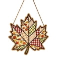 thumbnail image 1 of Fall Maple Leaf Wooden Door Hanger, 11.8" Plaid Patchwork Welcome Sign, Rustic Front Door Ornament, Thanksgiving Harvest Wall Pendant, Farmhouse Home Art Decor, Autumn Entryway Hanging Plaque, 1 of 7