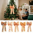 thumbnail image 1 of Fall Maple Leaf Wreath Burlap Bow 18.9×9.45 inch Multi-Layer Orange Buffalo Plaid Tree Topper Bow for Autumn Fall Thanksgiving Day Indoor Outdoor Wall Party Home Decoration, 1 of 4