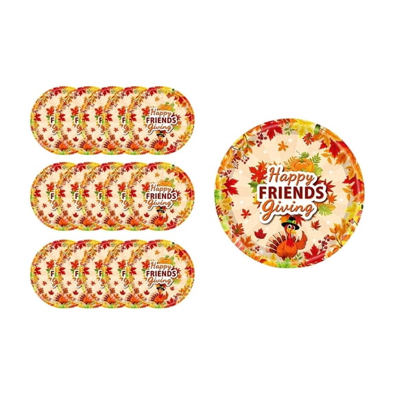 Fall Maple Leaf and Turkey for The Theme Party Tableware Disposable 7-inchs 9-inchs Paper Plates Paper Cup Tissue Set Of Party
