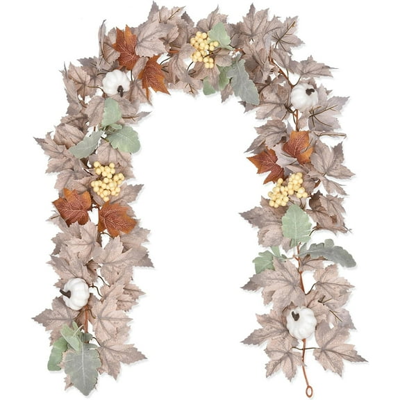 Fall Maple Leafed Garland Thanksgiving Decorations,Happon 6Ft Artificial Hanging Vine Fall Foliage Garland,Fall Autumn Decor Indoor Outdoor Home Mantle Wedding Party