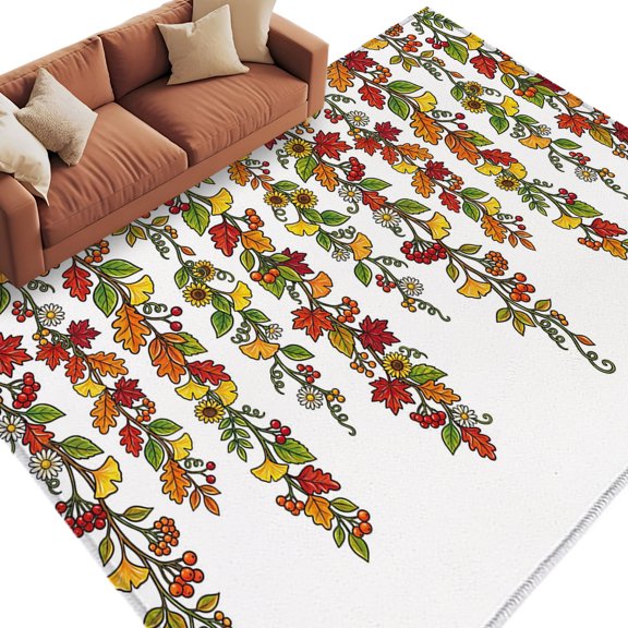 Fall Maple Leaves Area Rug 8x10 Washable Rug Non Slip Thanksgiving Weeping Leaf Farmhouse Large Area Rug Soft Stainresistant Indoor Floor Carpet for Living Room Bedroom Office Dining Room Nursery