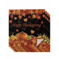 thumbnail image 1 of Fall Maple Leaves Cloth Napkins Set of 4 Reusable Dinner Napkins, Happy Thanksgiving Pumpkins Autumn Black Cocktail Napkin Washable Table Napkins for Wedding/Holiday Party/Baby Shower 20"x20", 1 of 7