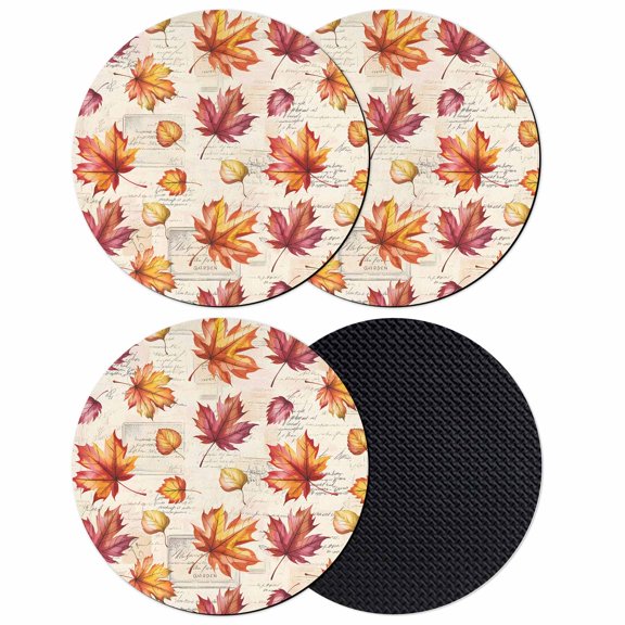 Fall Maple Leaves Coasters Set of 4, Absorbent Coasters for Drinks, Thanksgiving Farmhouse Orange Leaf Coaster for Desk Coffee Table Protection, Home Decor House Warming Gifts 4"