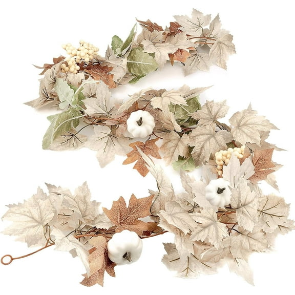 Fall Maple Leaves Garland,5.7 ft Hanging Fall Vines,Artificial Maple Leaf Autumn Garland,Table Decorations Front Door Fall Decor for Thanksgiving Christmas Wedding Fireplace Outside Indoor Decor