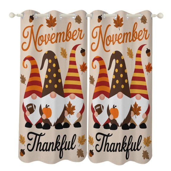 Fall Maple Leaves Pumpkin Blackout Curtain 3d Printed Window Curtain Bedroom Living Room Hotel Window 2 Panel Shade