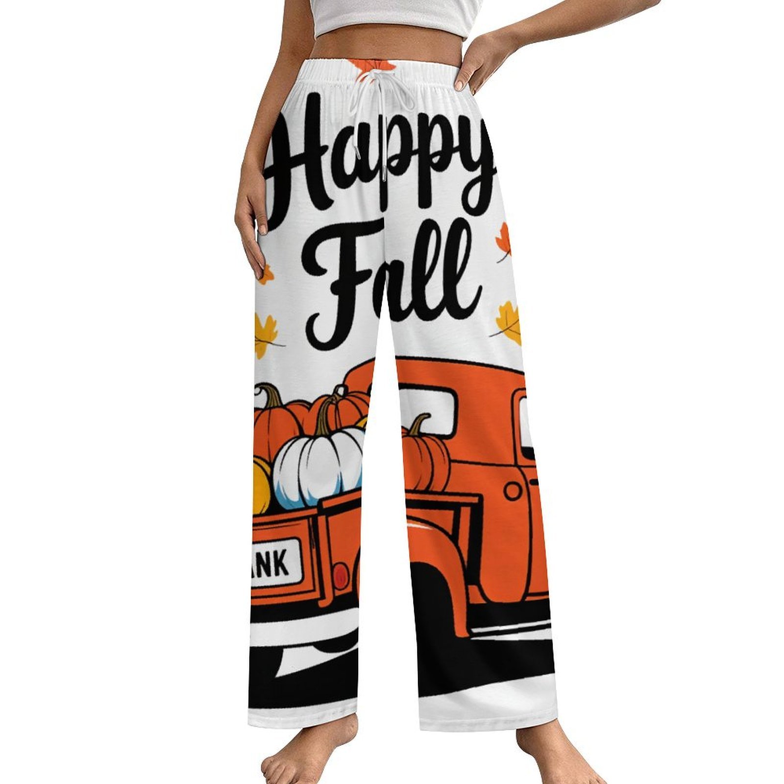 Fall Maple Leaves Pumpkin Pajamas For Women Loose Retro Night Pajama ...