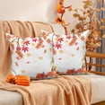 thumbnail image 1 of Fall Maple Leaves Pumpkins Throw Pillow Covers 20x20 Set of 2,Autumn Linen Pillow Cases for Bedroom Sofa Couch, 1 of 6