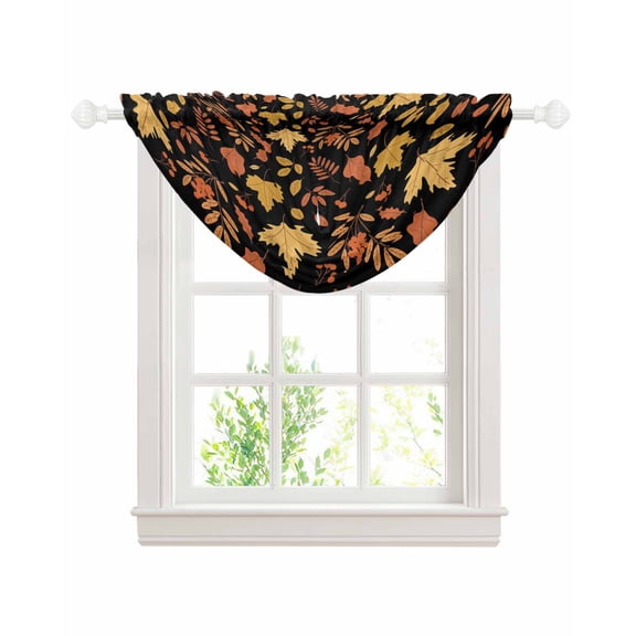 Fall Maple Leaves Sheer Waterfall Valance Curtains for Window, Autumn Farmhouse Yellow Orange Plants Rod Pocket Sheer Topper Swag Curtains for Living Room, Kitchen 38.5"W x 47.2"L, 1 Panel